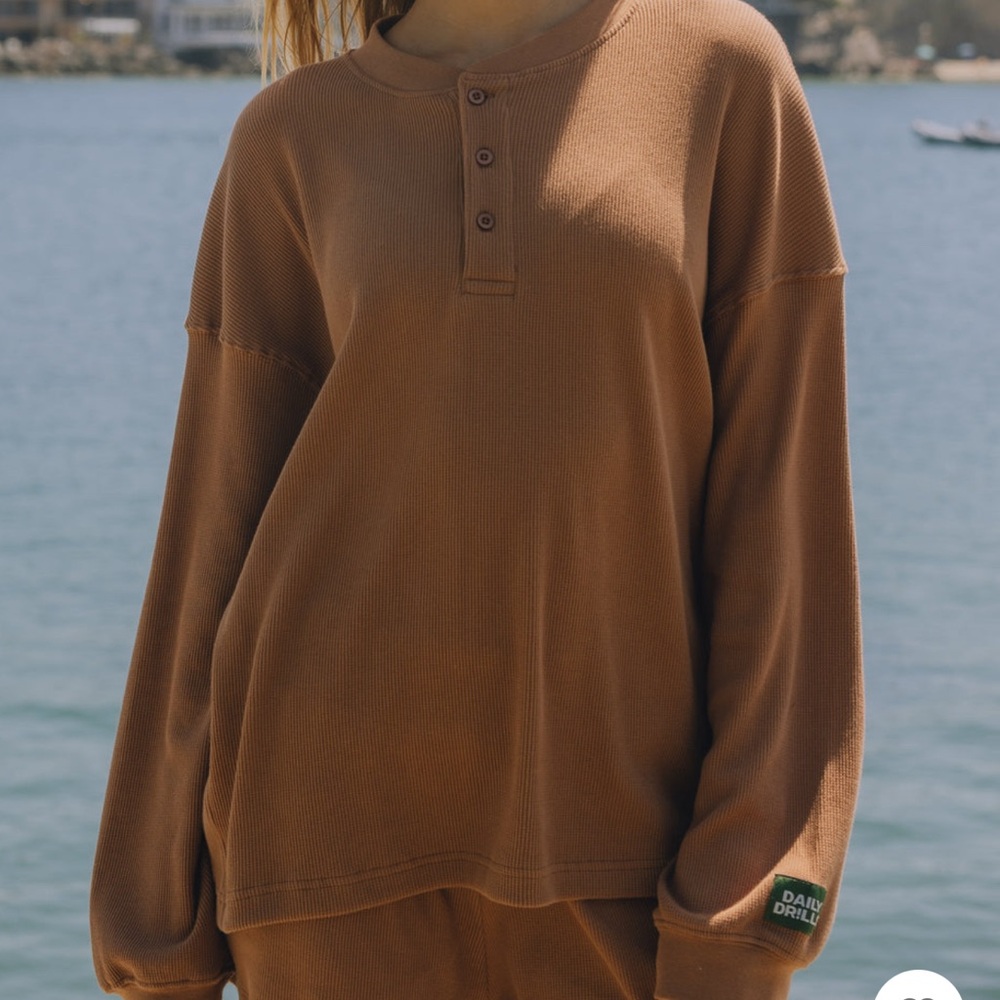 Daily Drills Oversized thermal Henley and matching thermal resort shorts